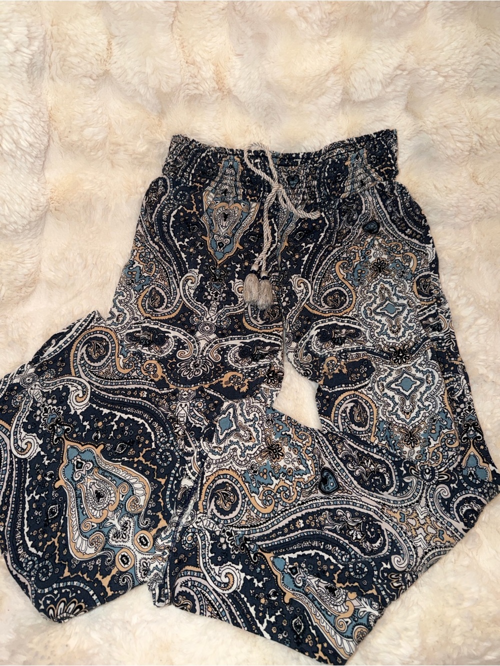 Anthropologie lilka Paisley Joggers - Black, Blue & Cream